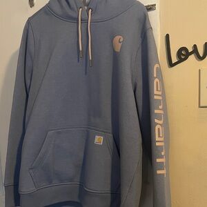 Carhartt Blue Hoodie with Tan Accents